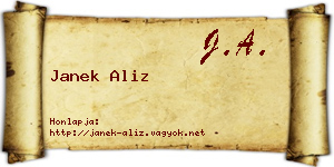 Janek Aliz névjegykártya